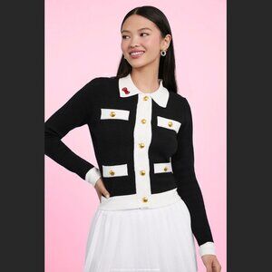 Forever 21 XO Kitty Sanrio Hello Kitty Black White Cardigan Sweater Large NWT